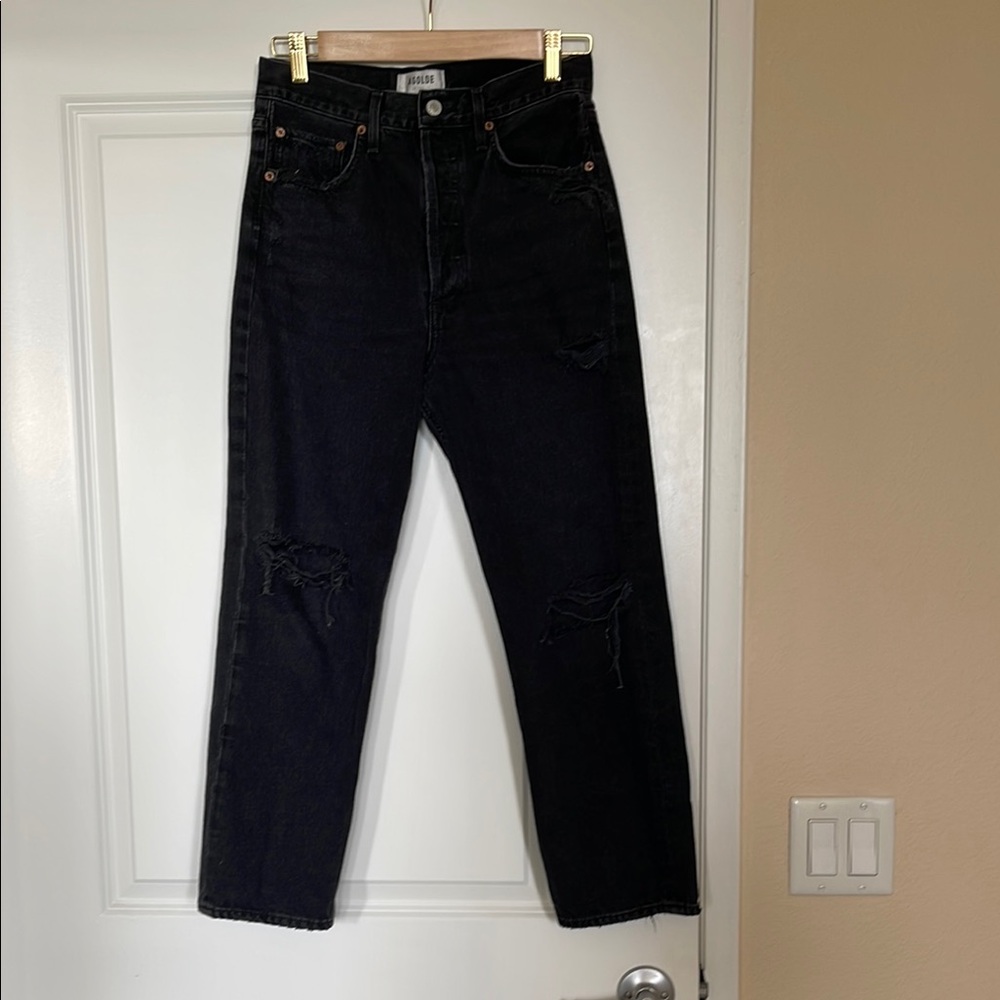 Agolde Dark Wash Distressed Jeans